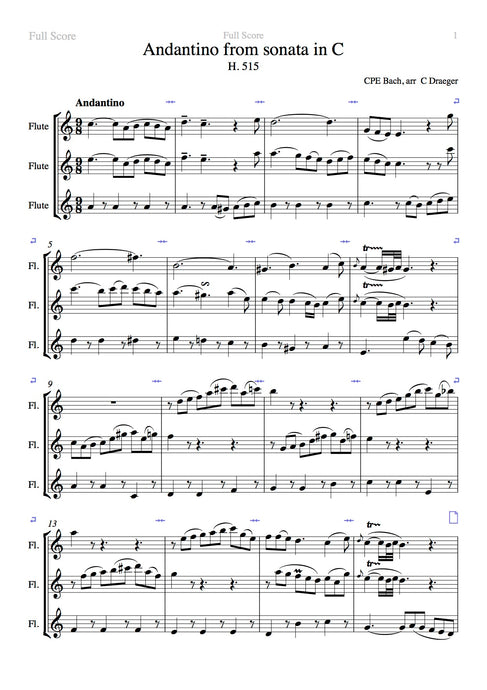 J.C Bach Andantino from Sonata in C Trio
